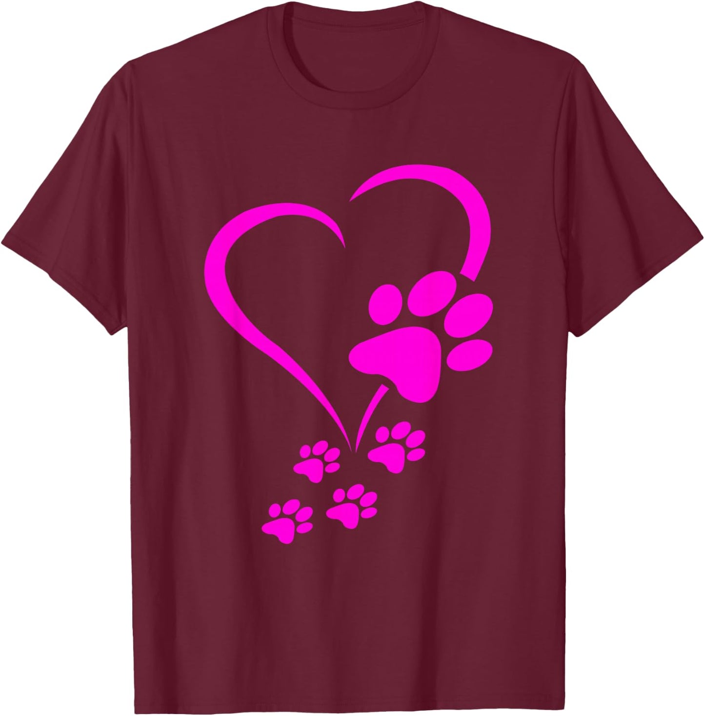 Dog Paws Hearts Baby Dogs - Dog Paw Print Dog Paw T-Shirt - T-Shirt | Maroon
