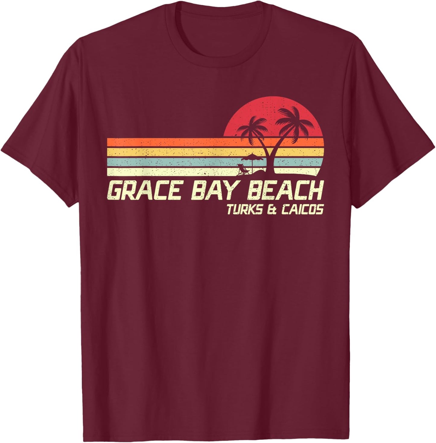 Summer Vacation Vintage Turks And Caicos Grace Bay Beach Women Kids T-Shirt - T-Shirt | Maroon
