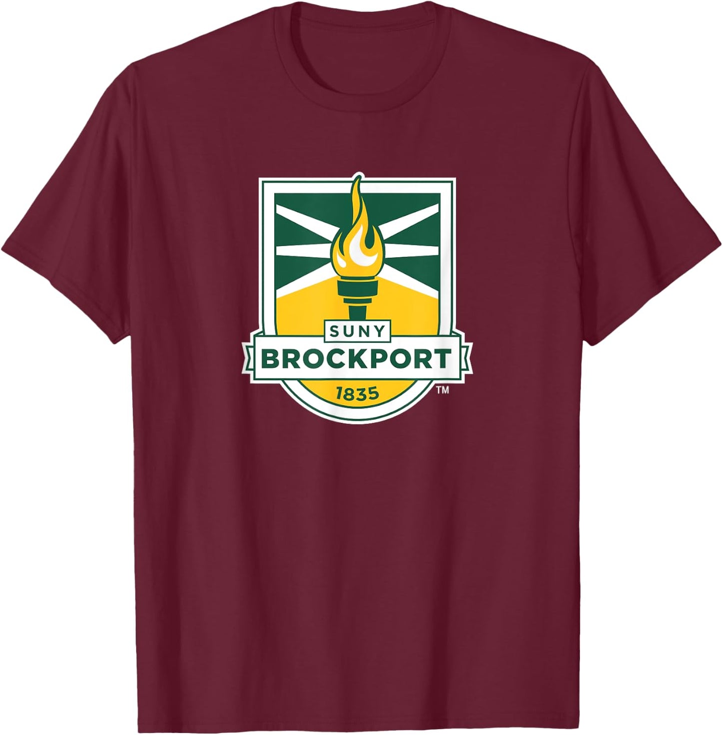 SUNY Brockport Golden Eagles Institutional Shield T-Shirt - T-Shirt | Maroon