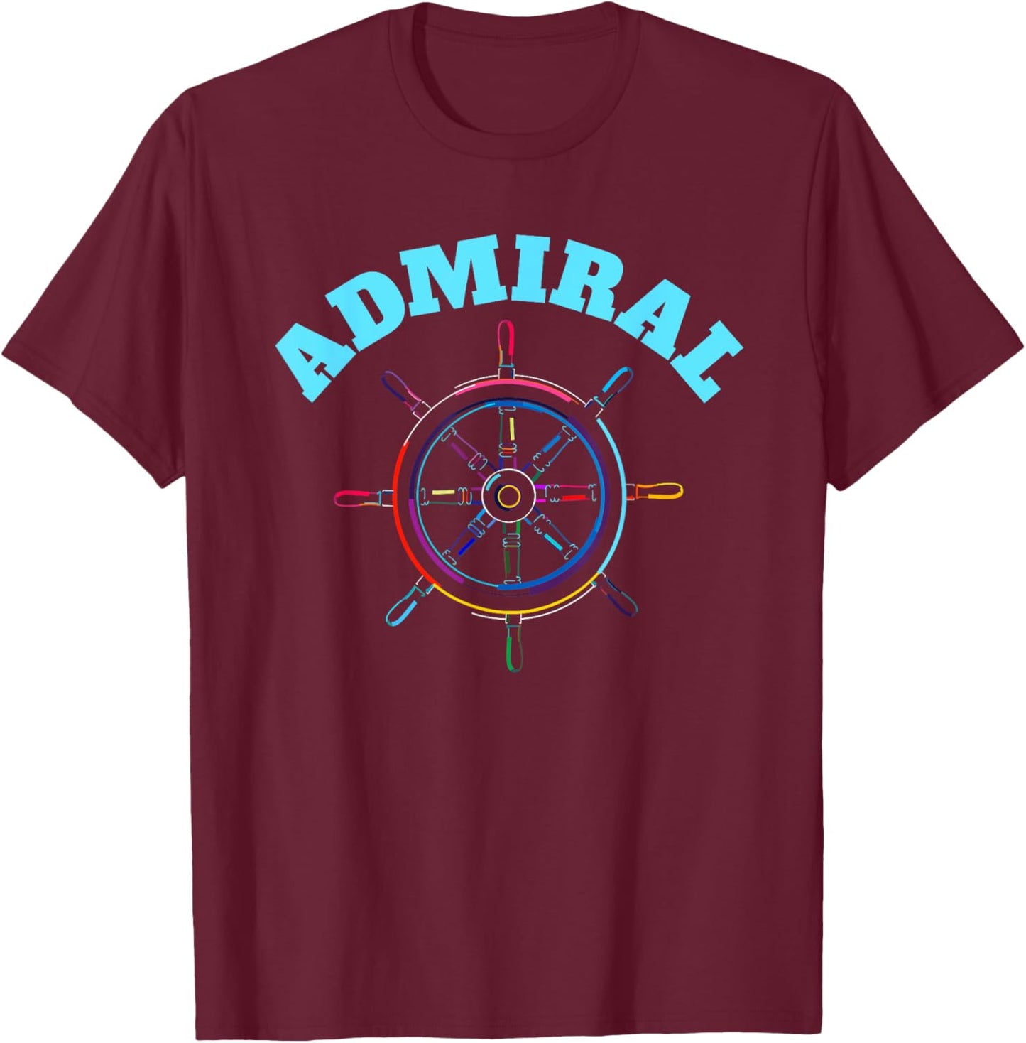 Sailing Boating Steer Wheel Pop Art Admiral T-Shirt - T-Shirt | Maroon