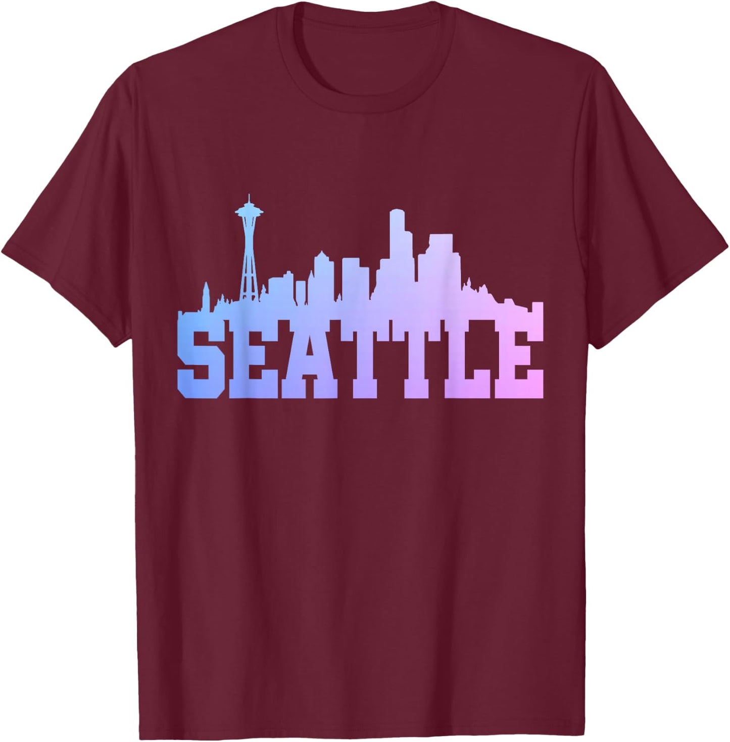Seattle Washington Skyline T-Shirt - T-Shirt | Maroon