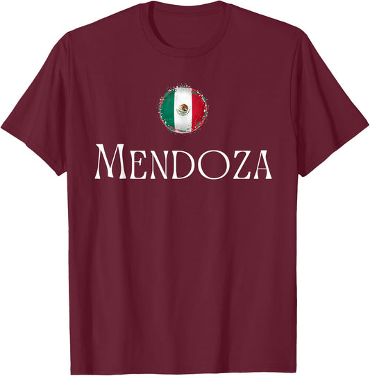 Mendoza Surname Mexican Hispanic Heritage Family Name Flag T-Shirt - T-Shirt | Maroon