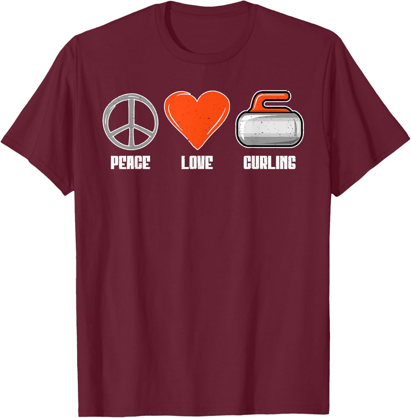 Peace Love Curling T-Shirt - T-Shirt | Maroon