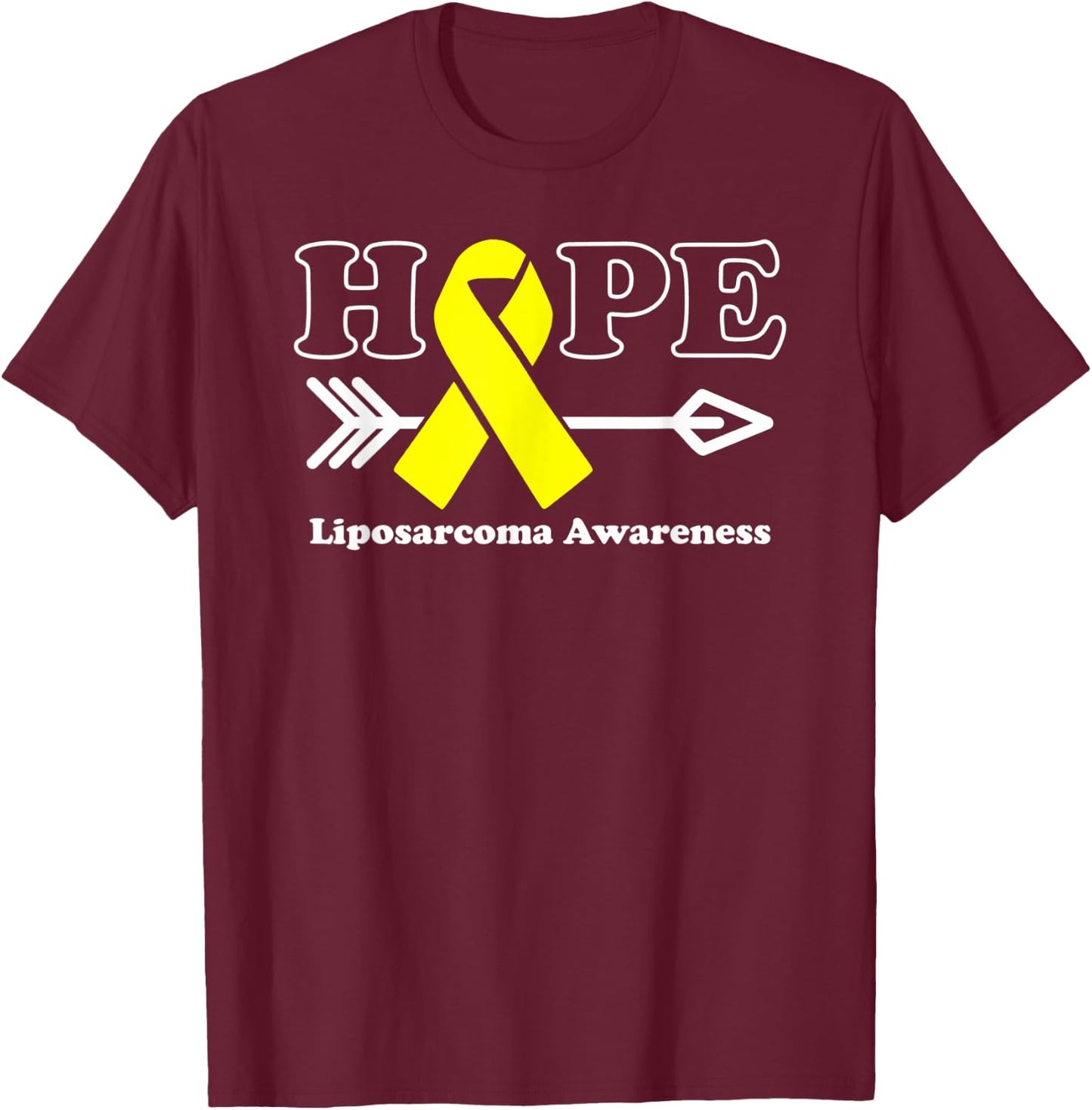 Hope - Liposarcoma Awareness Yellow Ribbon T-Shirt - T-Shirt | Maroon