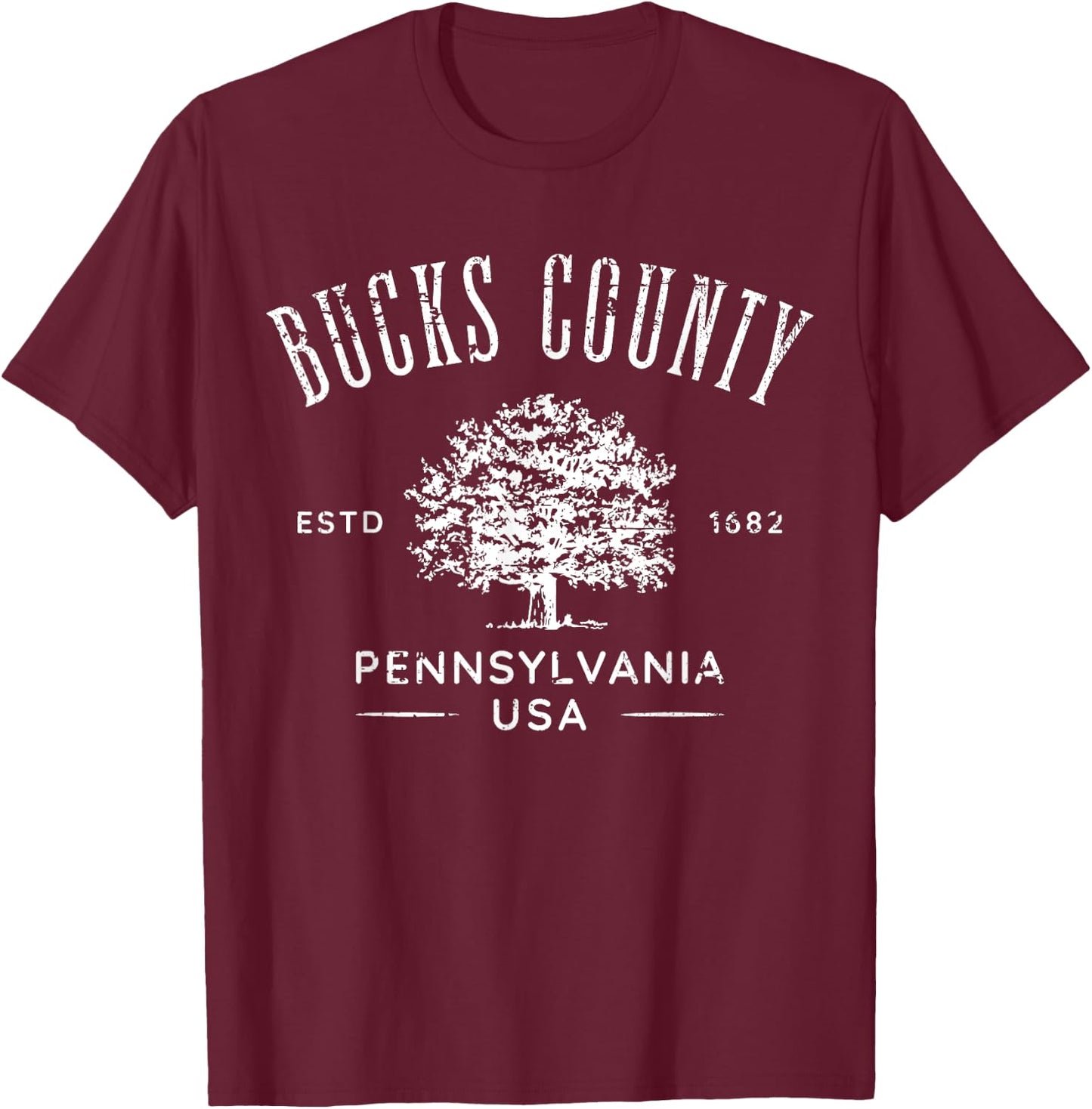 Bucks County PA Vintage Distressed Design Souvenir T-Shirt - T-Shirt | Maroon