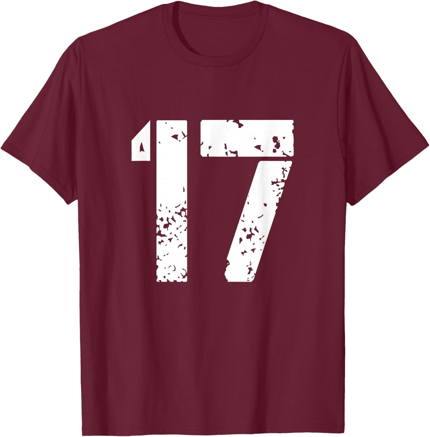 Number 17 Front + Back Varsity Team - 17th Birthday T-Shirt - T-Shirt | Maroon