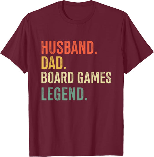 Husband Dad Board Game Legend Vintage Clothing T-Shirt - T-Shirt | Maroon