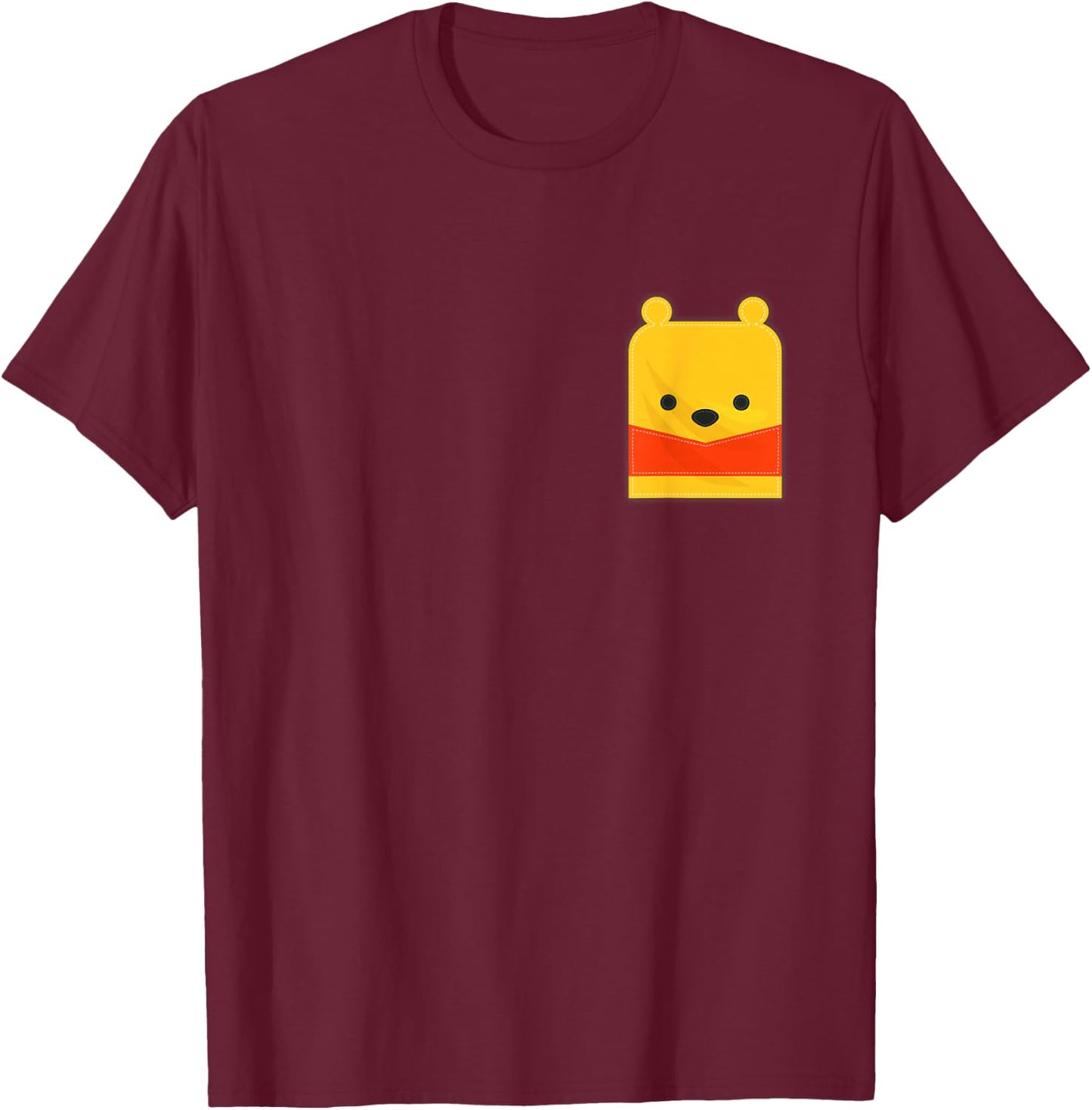 Disney Winnie The Pooh Small Block Character Pocket T-Shirt - T-Shirt | Maroon