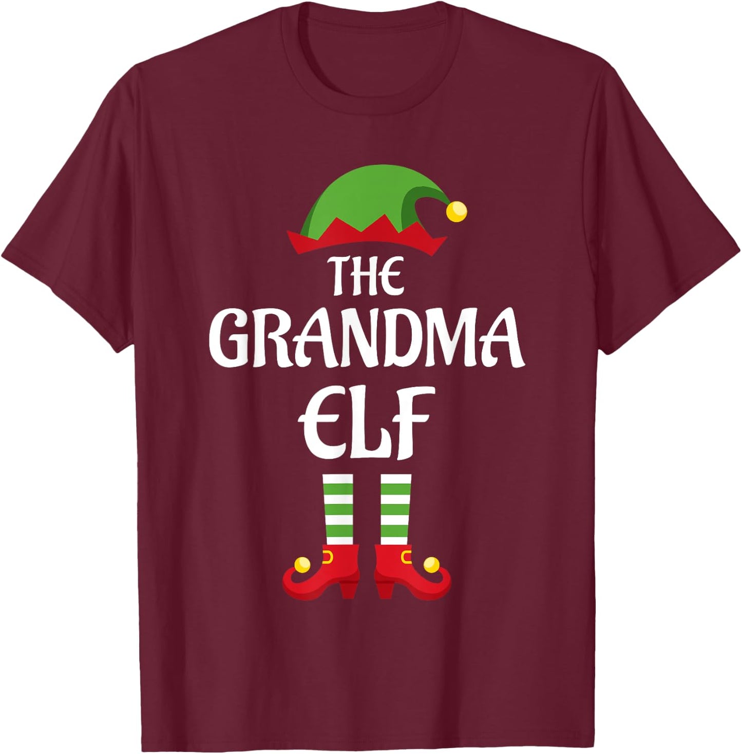 Grandma Elf Family Matching Group Christmas T-Shirt - T-Shirt | Maroon