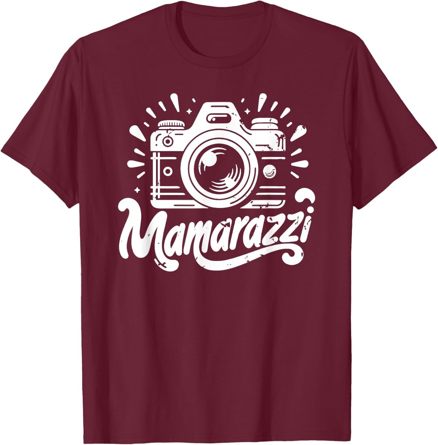 Mamarazzi Funny Mom Photographer Retro Camera T-Shirt - T-Shirt | Maroon