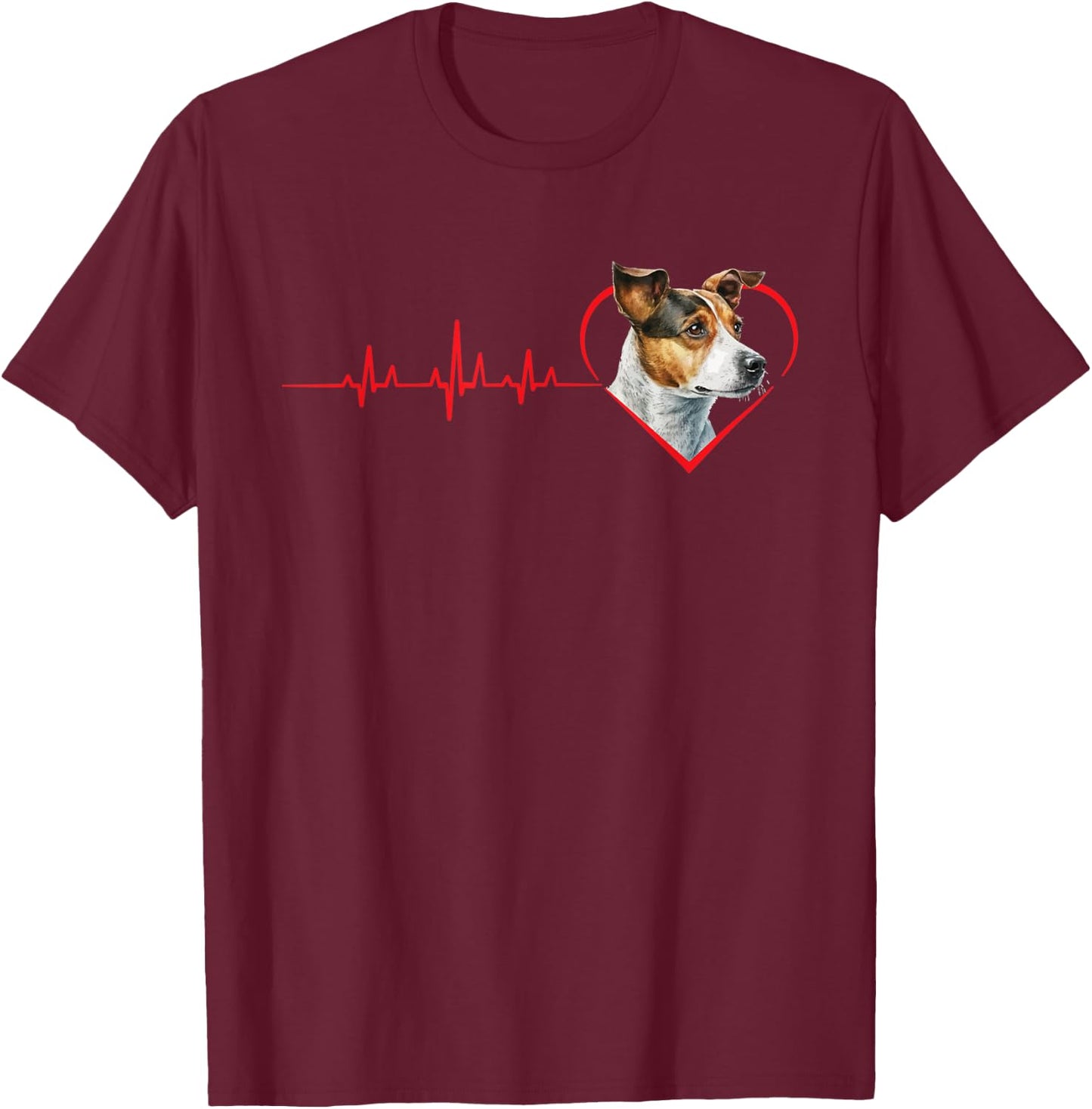 Jack Russell Terrier Heartbeat - Dog Breeder Animal Lover Men Women Kids T-Shirt - T-Shirt | Maroon
