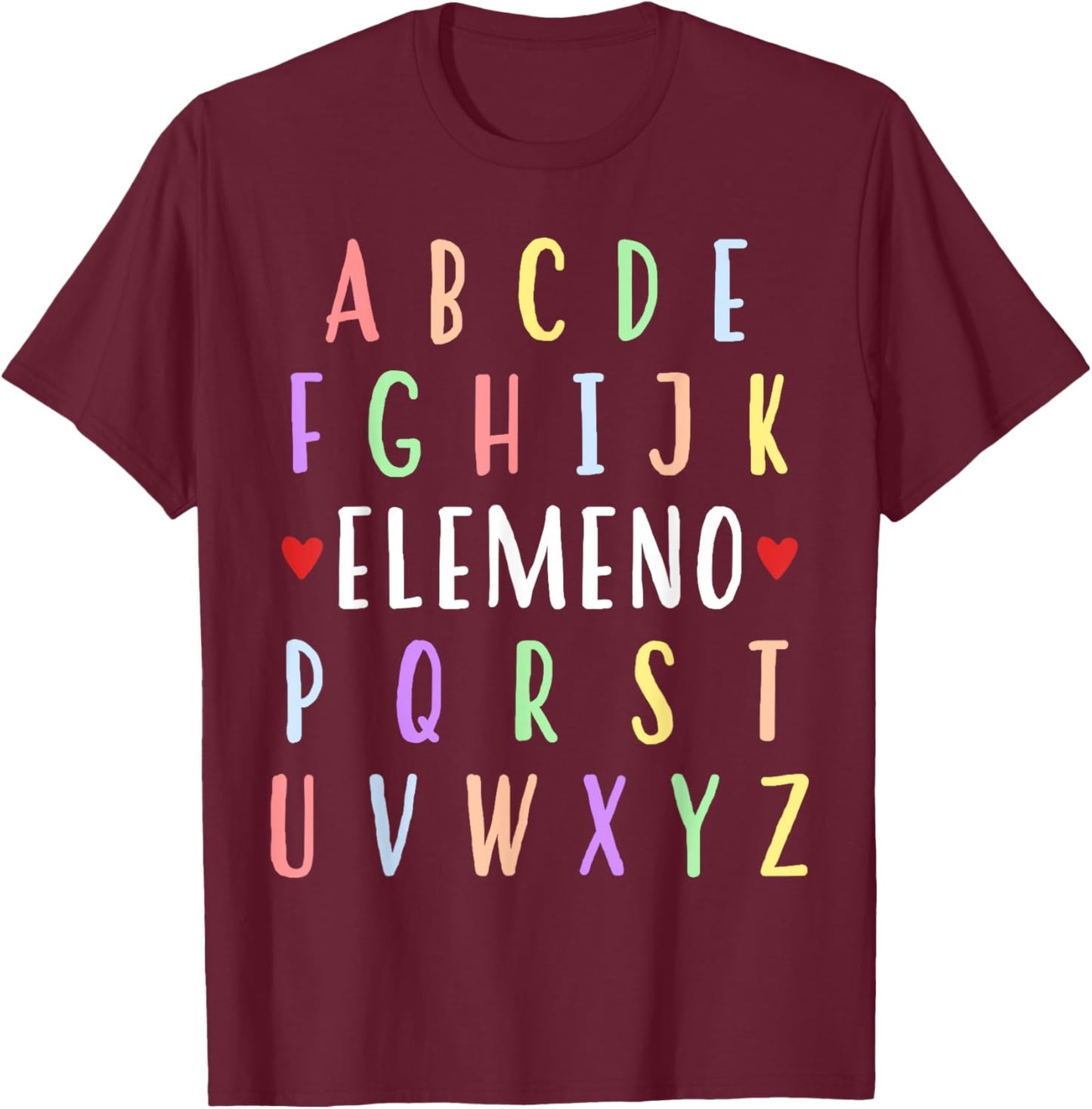 Funny Alphabet ABC Elemeno Kids Teacher First Day of School T-Shirt - T-Shirt | Maroon