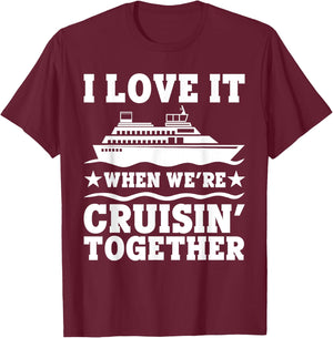 Cruise Art Men Women Couple Cruising Ship Vacation Lovers T-Shirt - T-Shirt | Maroon