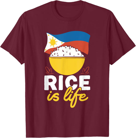 Philippines Filipino Rice Is Life Filipino T-Shirt - T-Shirt | Maroon