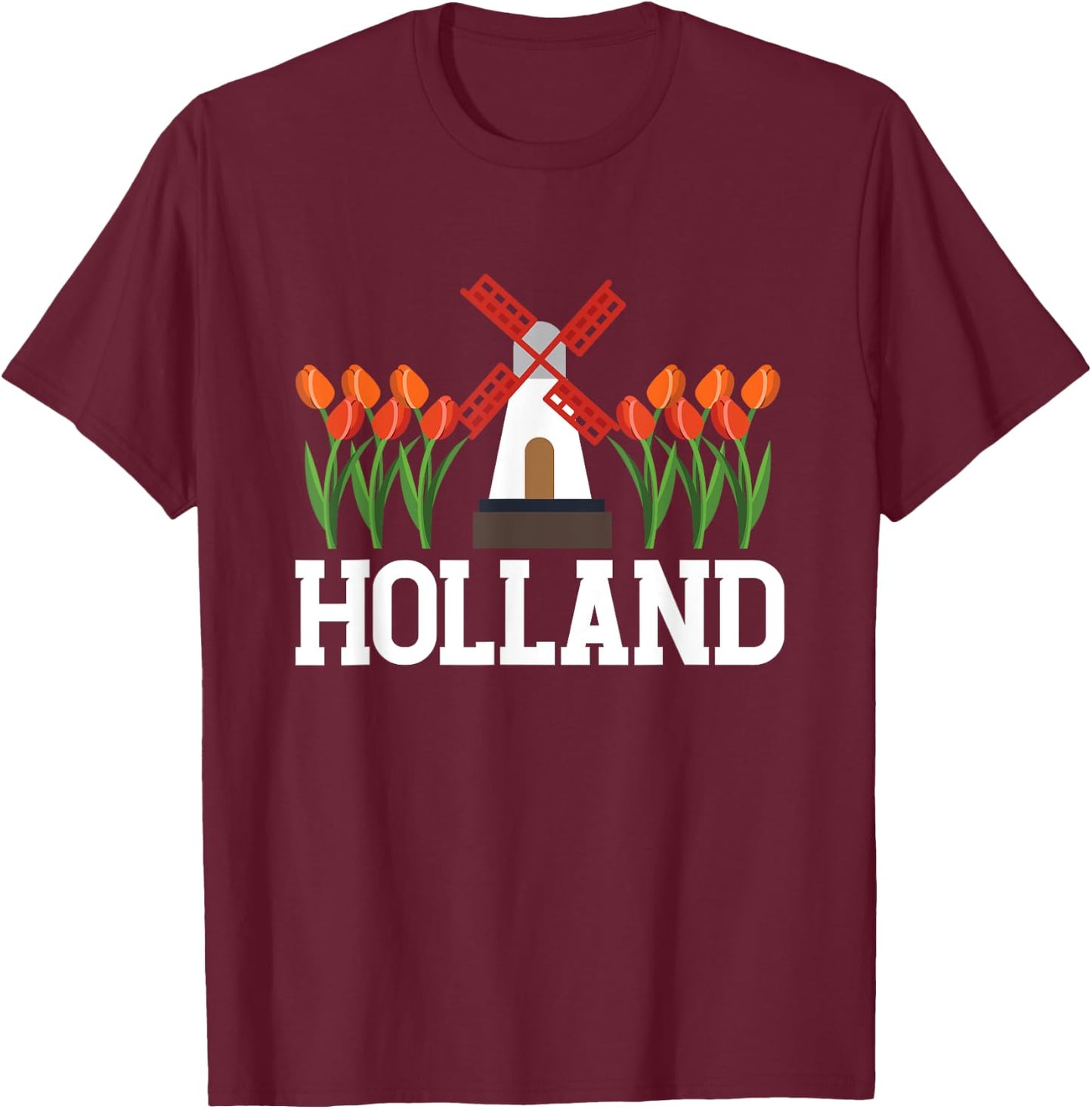 Holland | Mill Tulips | Amsterdam Netherlands T-Shirt - T-Shirt | Maroon