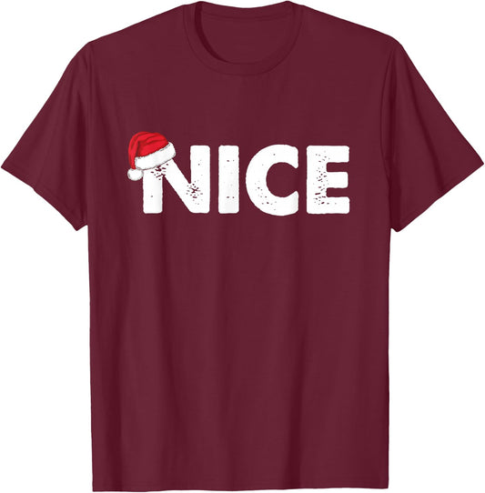 Naughty or Nice Matching Christmas T-Shirt - T-Shirt | Maroon