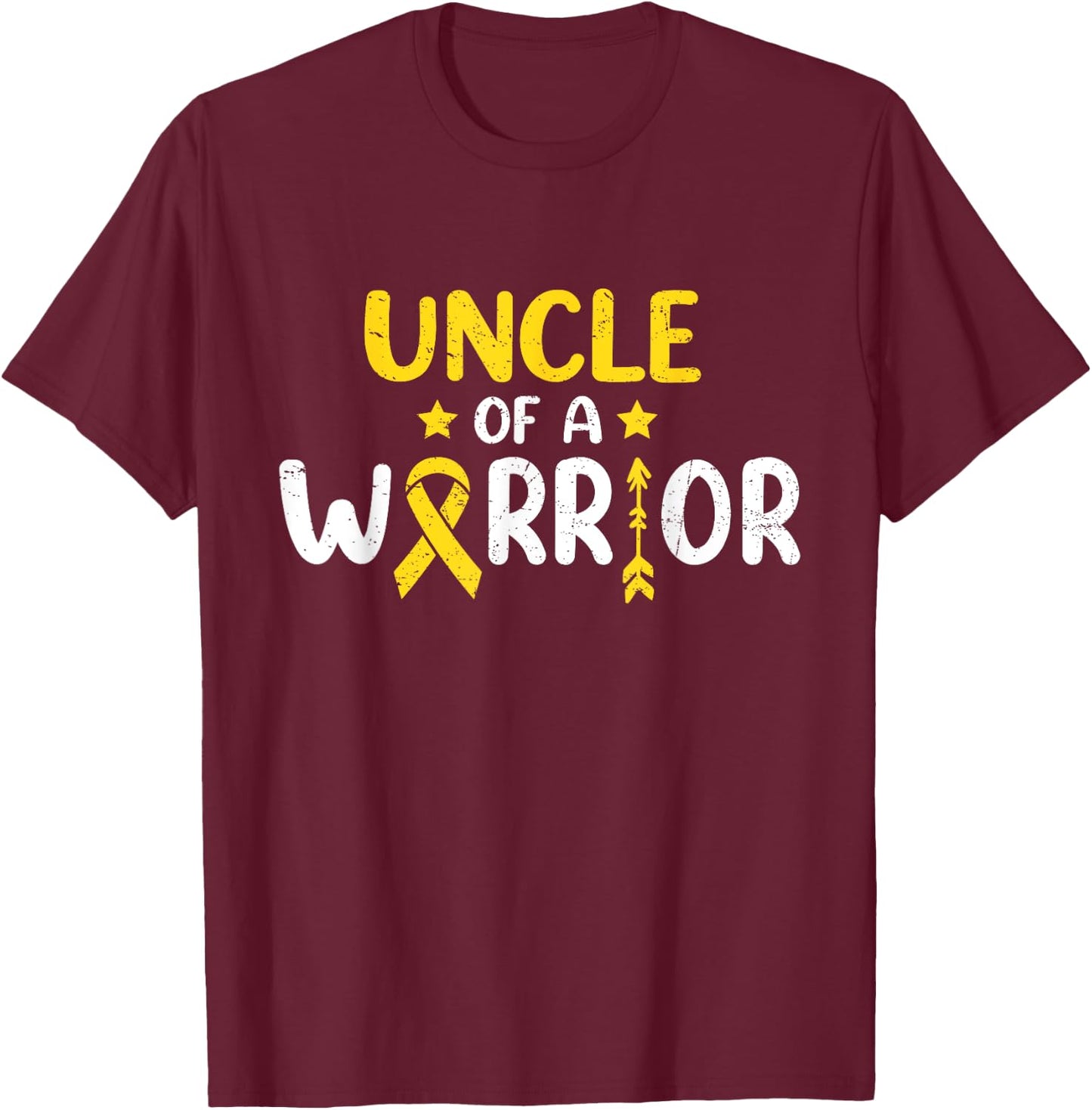 Uncle Of A Warrior Childhood Cancer Family Matching T-Shirt - T-Shirt | Maroon