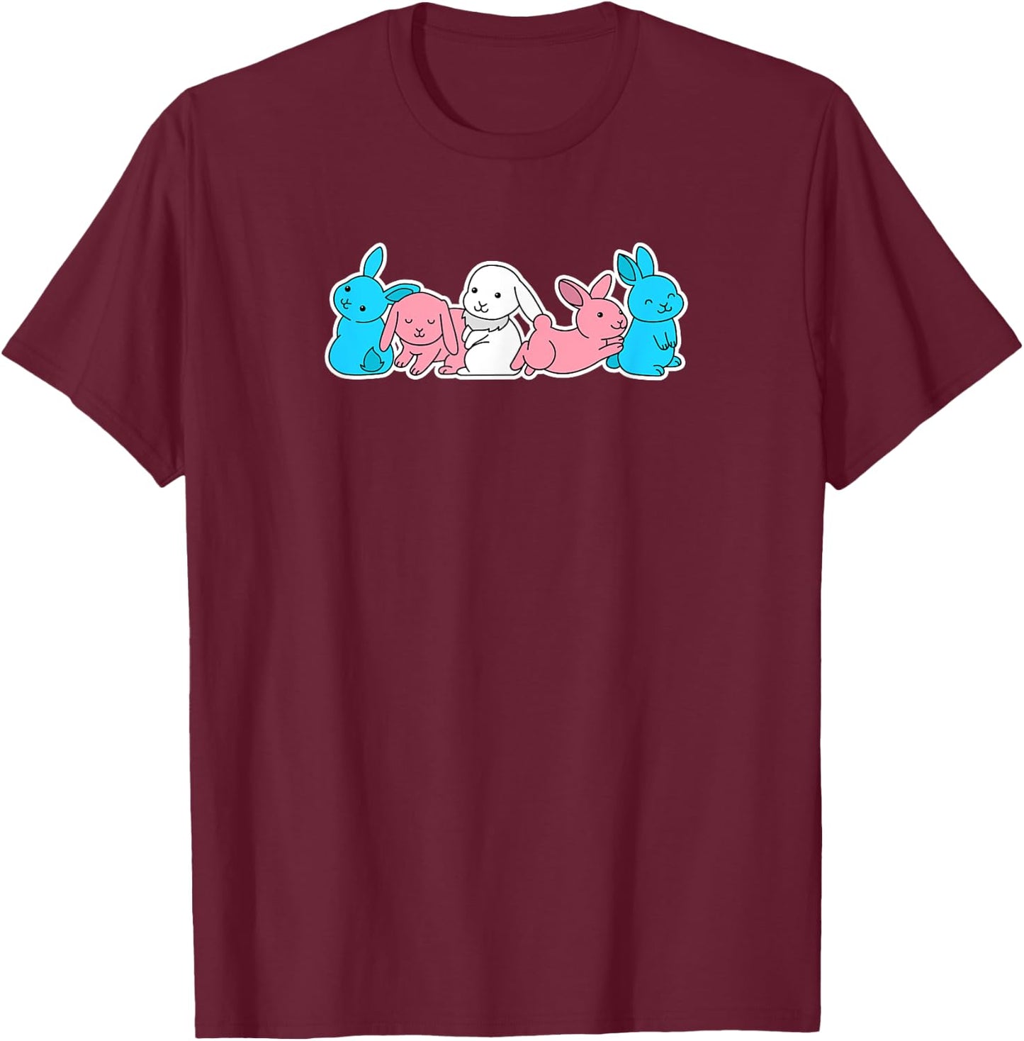Trans Flag Bunny Design for proud Trans People T-Shirt - T-Shirt | Maroon
