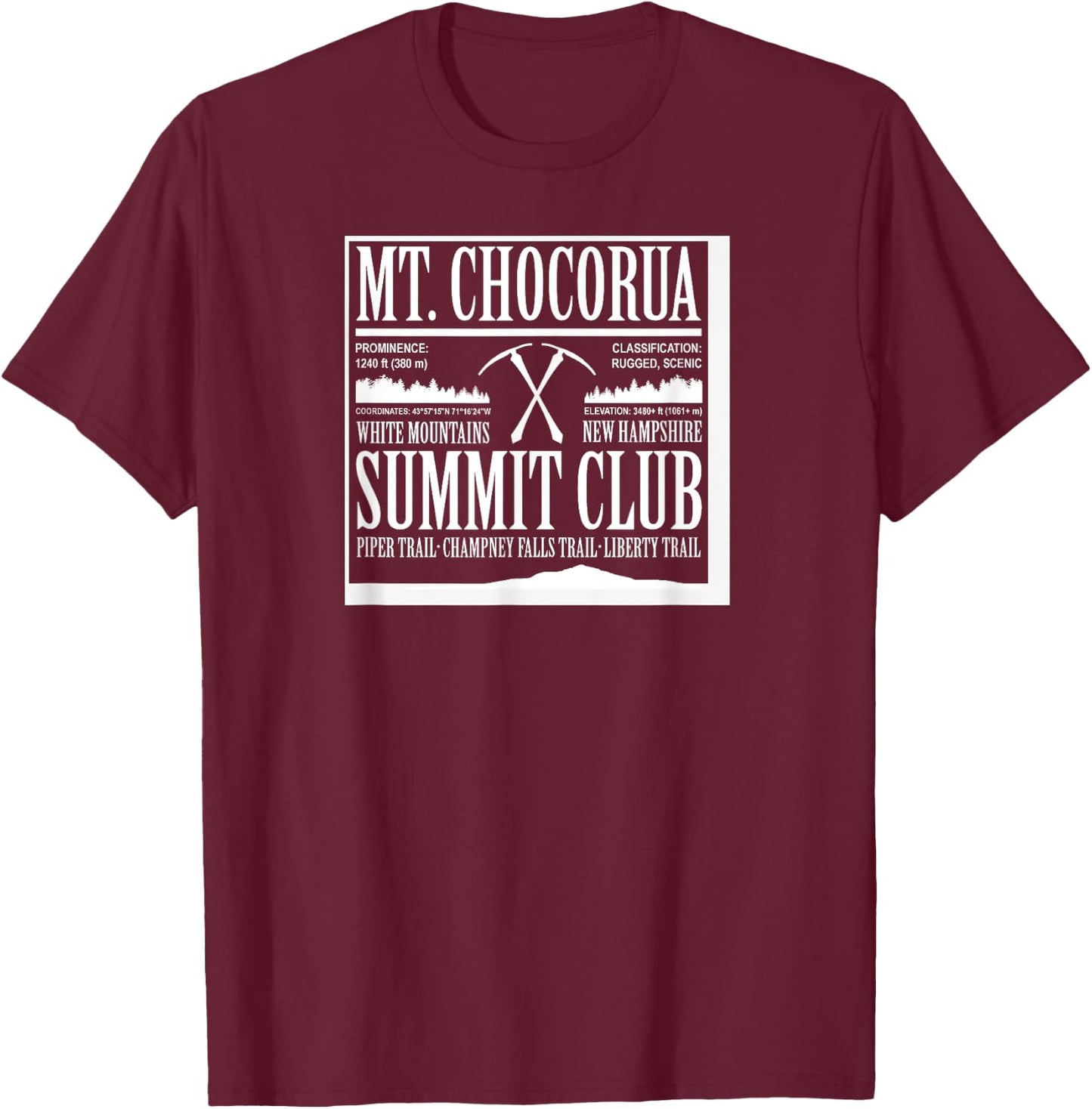 Mt. Chocorua Summit Club T-Shirt - T-Shirt | Maroon
