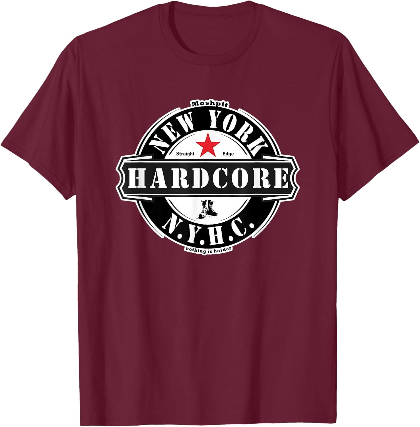 New York HARDCORE NYHC USA Straight Edge x vegan Streetwear T-Shirt - T-Shirt | Maroon