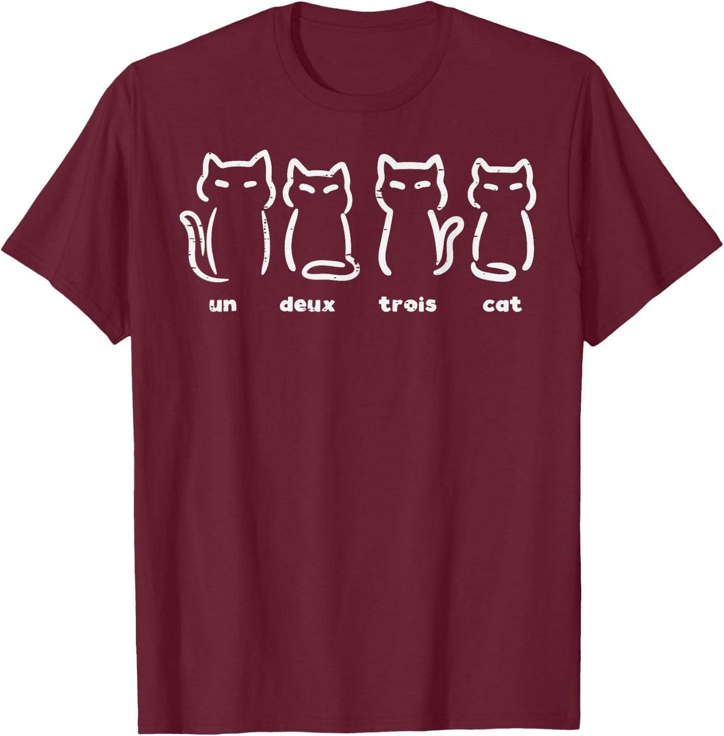 Un Deux Trois Cat Funny French Pun Women Girls Kids Toddler T-Shirt - T-Shirt | Maroon