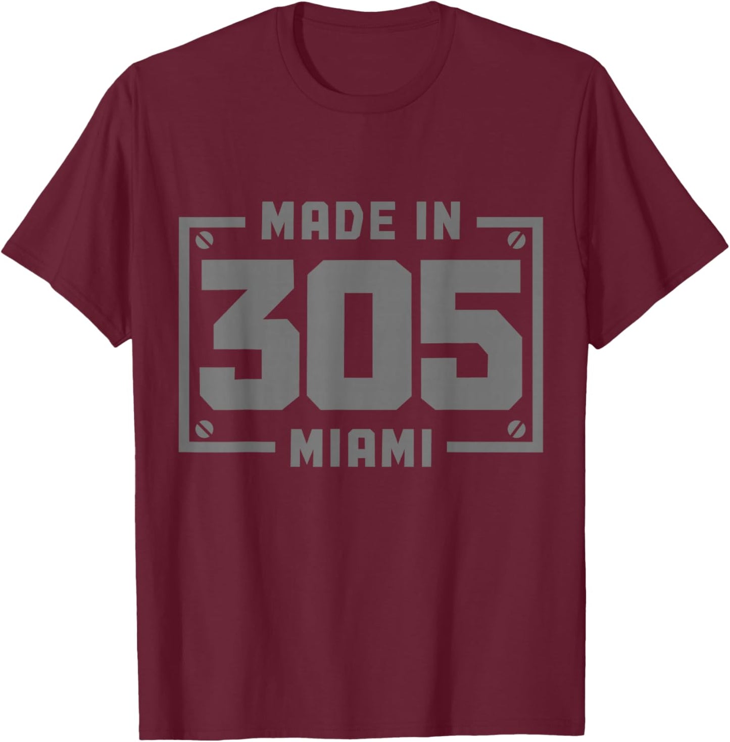 Miami Florida 305 Area Code Vintage FL Pride T-Shirt - T-Shirt | Maroon