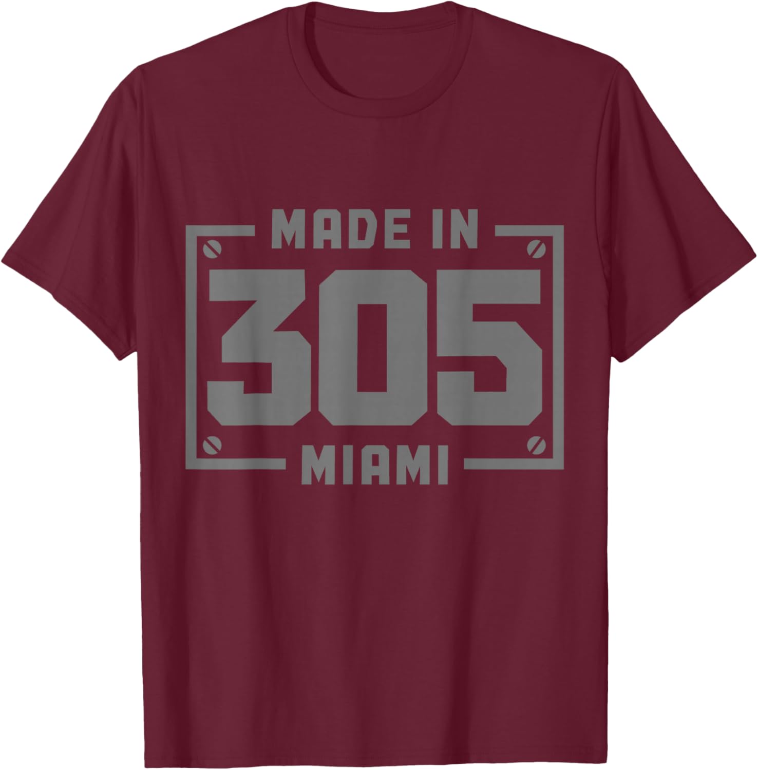 Miami Florida 305 Area Code Vintage FL Pride T-Shirt - T-Shirt | Maroon