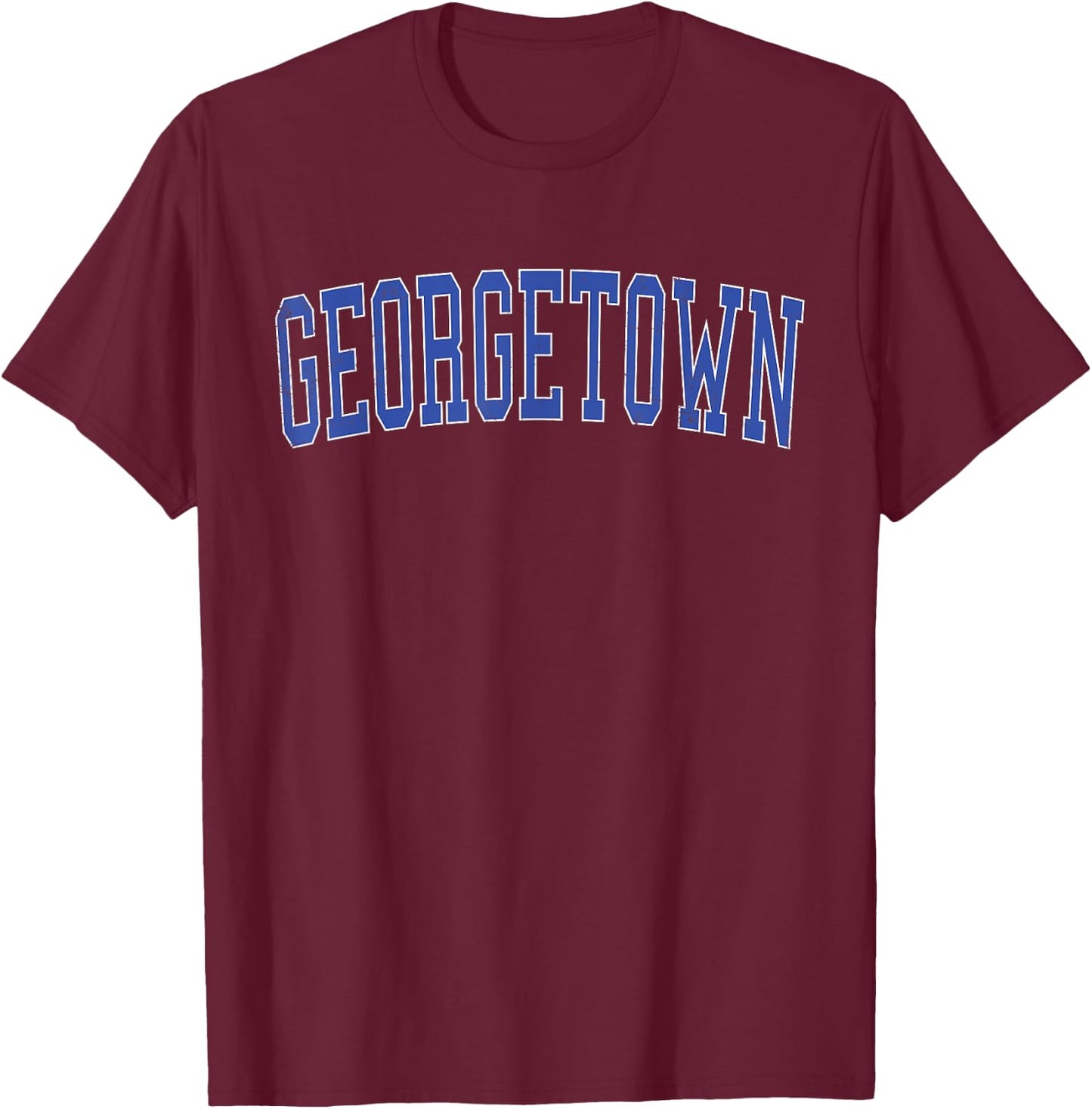 Vintage Georgetown TX Distressed Blue Varsity Style T-Shirt - T-Shirt | Maroon