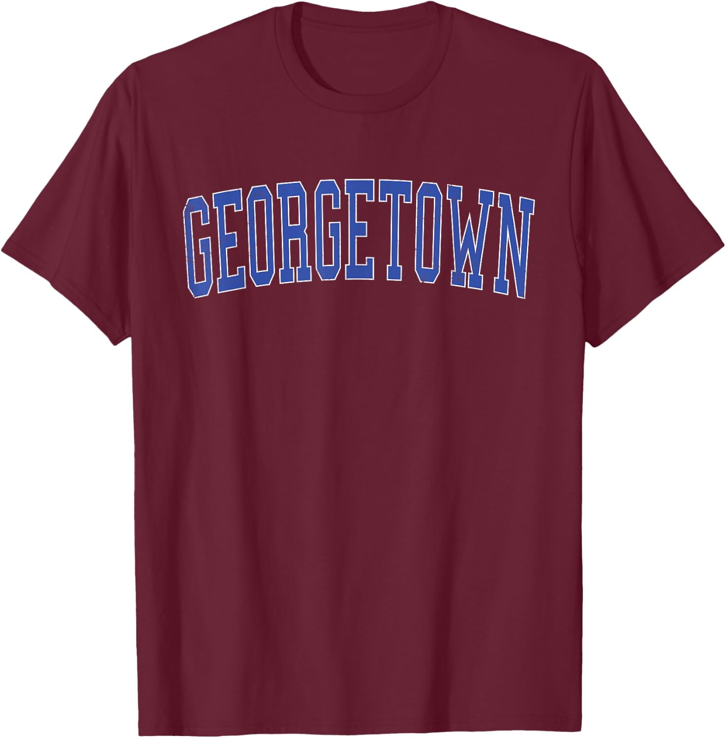 Vintage Georgetown TX Distressed Blue Varsity Style T-Shirt - T-Shirt | Maroon