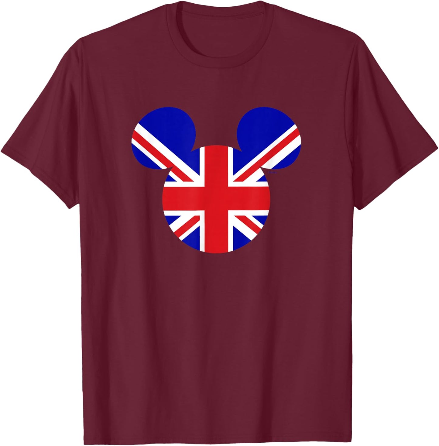 Disney Mickey Mouse King's Coronation UK Flag Union Jack T-Shirt - T-Shirt | Maroon