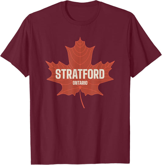 Stratford Ontario Canada Canadian Heritage Maple Leaf ON T-Shirt - T-Shirt | Maroon