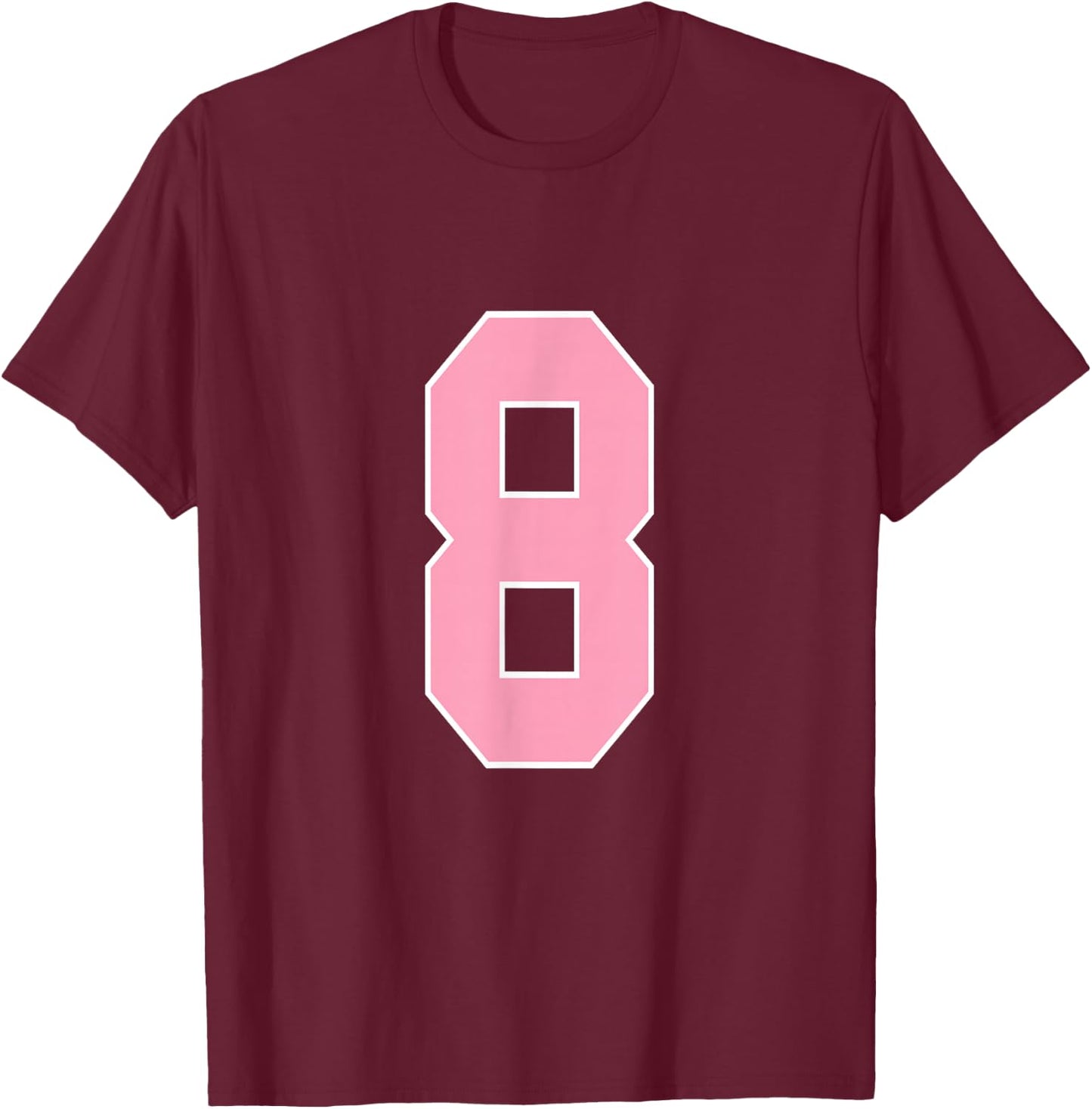 Number 8 Shirt Pink Football Basketball Breast Cancer Aware T-Shirt - T-Shirt | Maroon