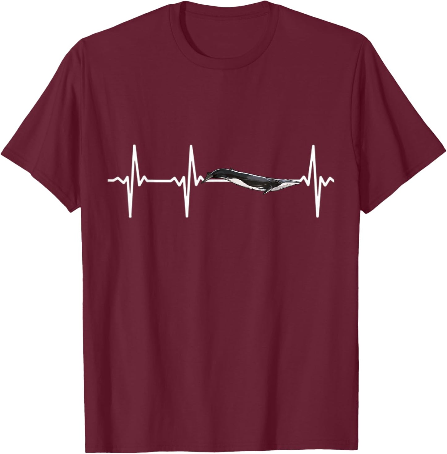 Fin Whale Heartbeat Whale Lovers T-Shirt - T-Shirt | Maroon
