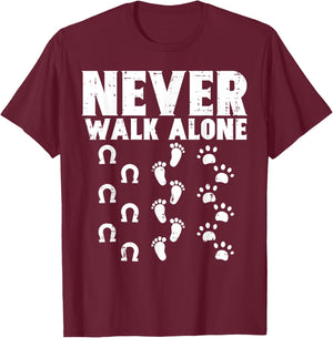 Walk Alone Horse Dog Footprint Animal Lover Women Girl T-Shirt - T-Shirt | Maroon