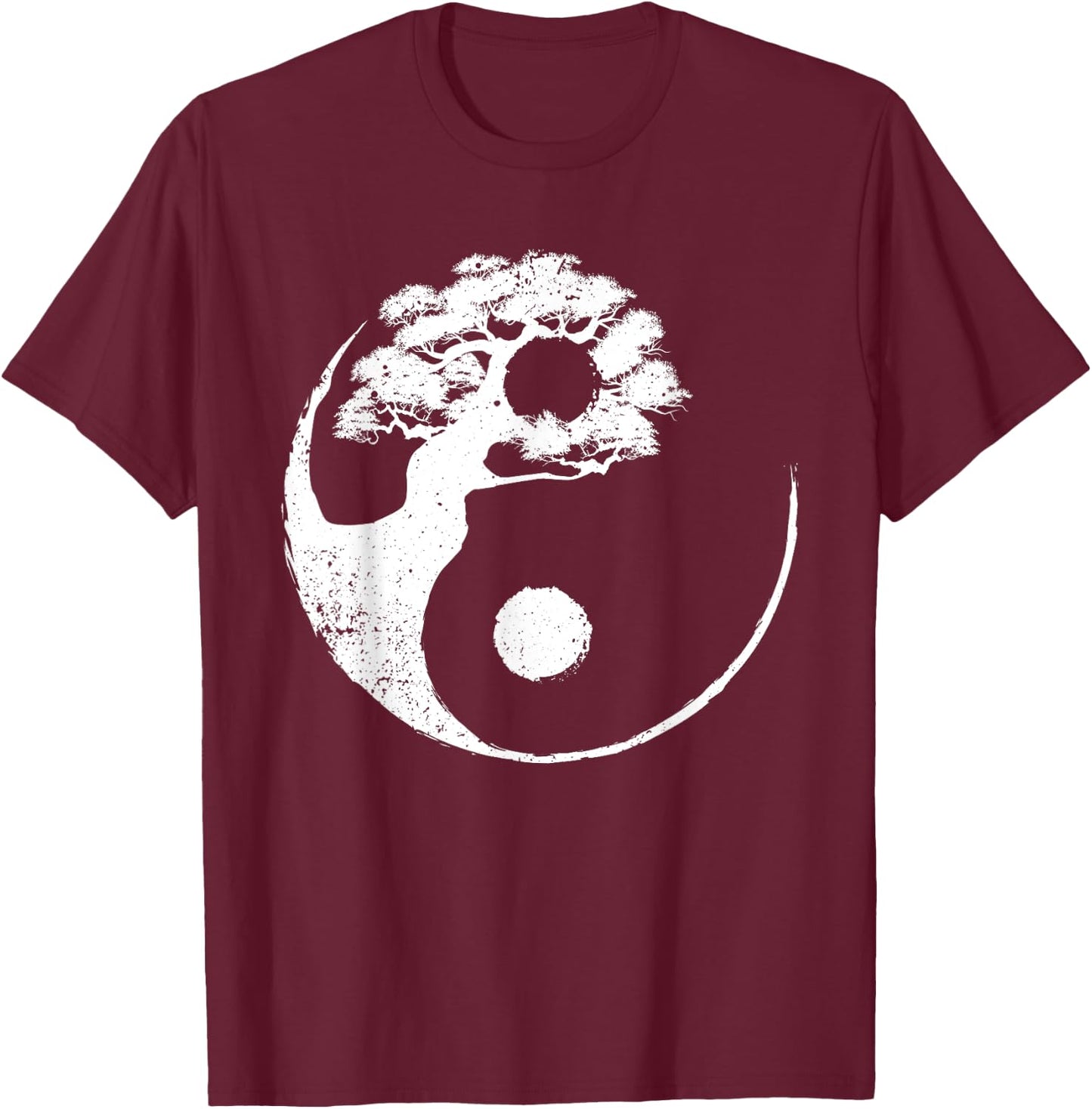 Cute Yin Yang Design Buddhist Men Women Bonsai Tree Lovers T-Shirt - T-Shirt | Maroon