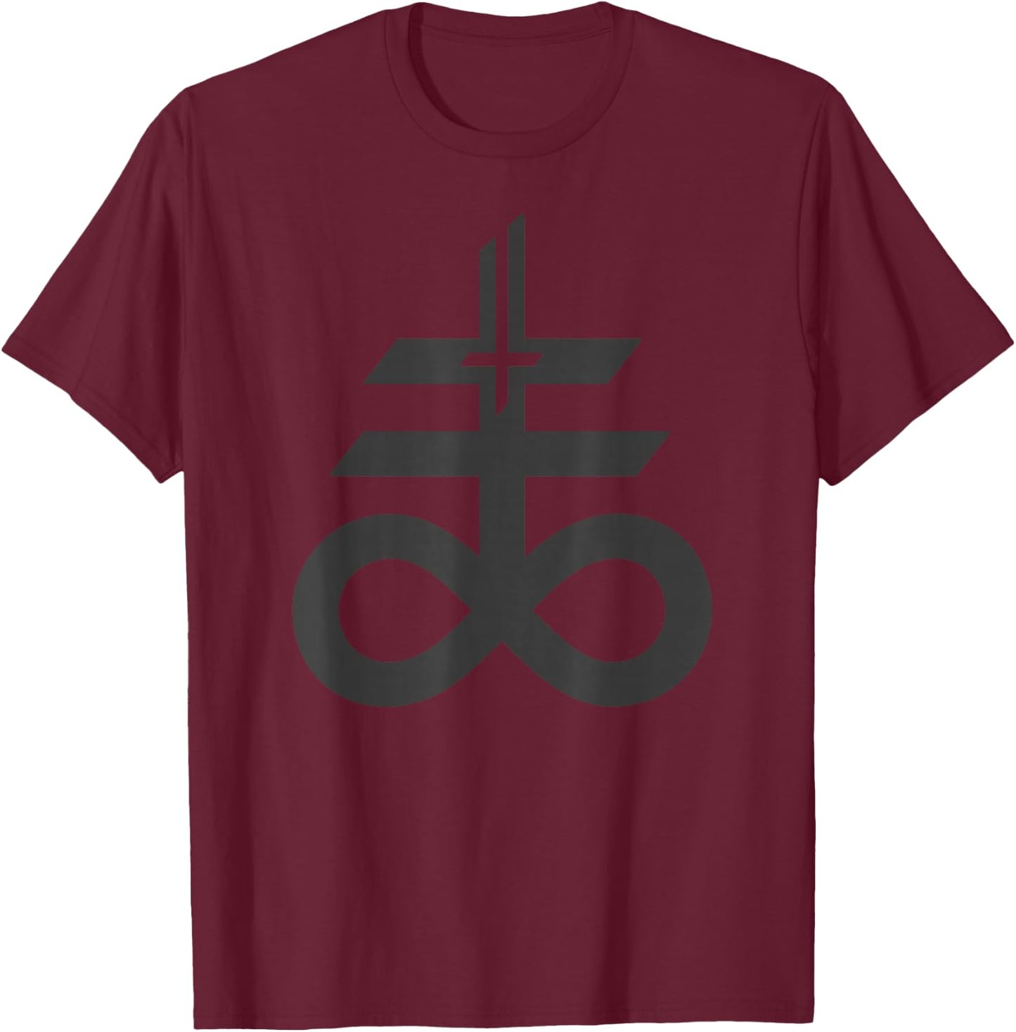 Satanic Cross & Inverted Cross. Black Goth Satanism Satanist T-Shirt - T-Shirt | Maroon