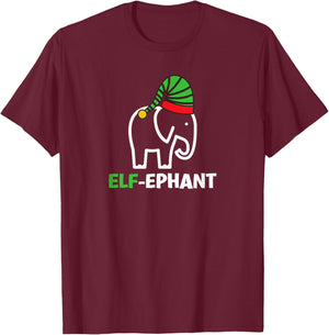 Elephants Christmas Funny Elf-Ephant Elf Elephant Xmas T-Shirt - T-Shirt | Maroon