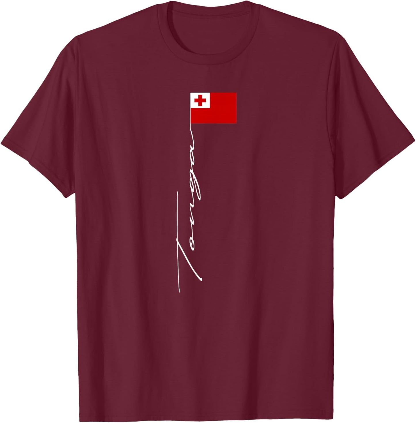 Tonga Signature Flag Pole Patriotic Tonga Flag T-Shirt - T-Shirt | Maroon