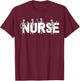 Vintage Skeleton Nurse Registered Nurse Halloween Nursing RN T-Shirt - T-Shirt | Maroon