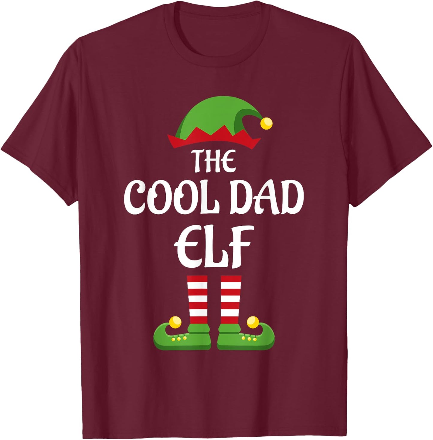Cool Dad Elf Family Matching Group Christmas T-Shirt - T-Shirt | Maroon