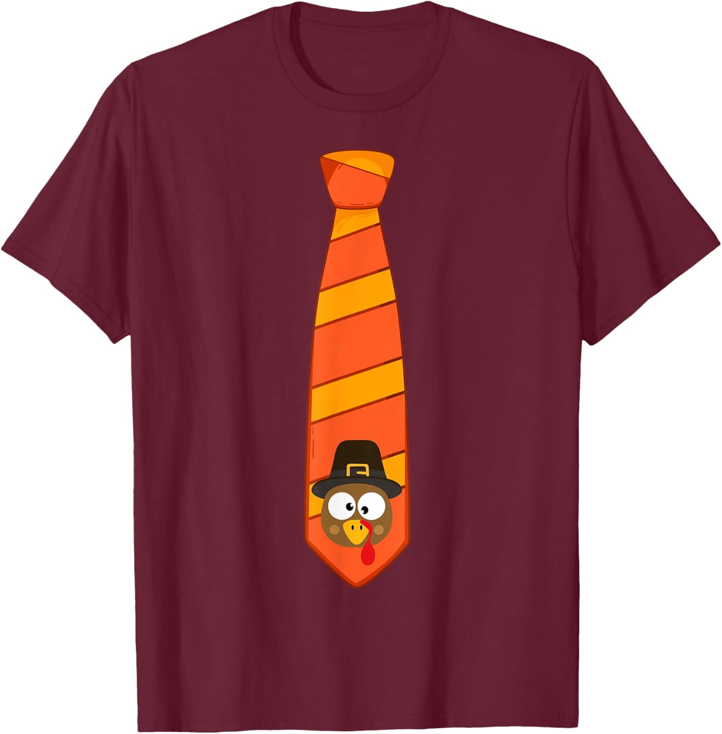 Funny thanksgiving tie with turkey for family dinner T-Shirt - T-Shirt | Maroon