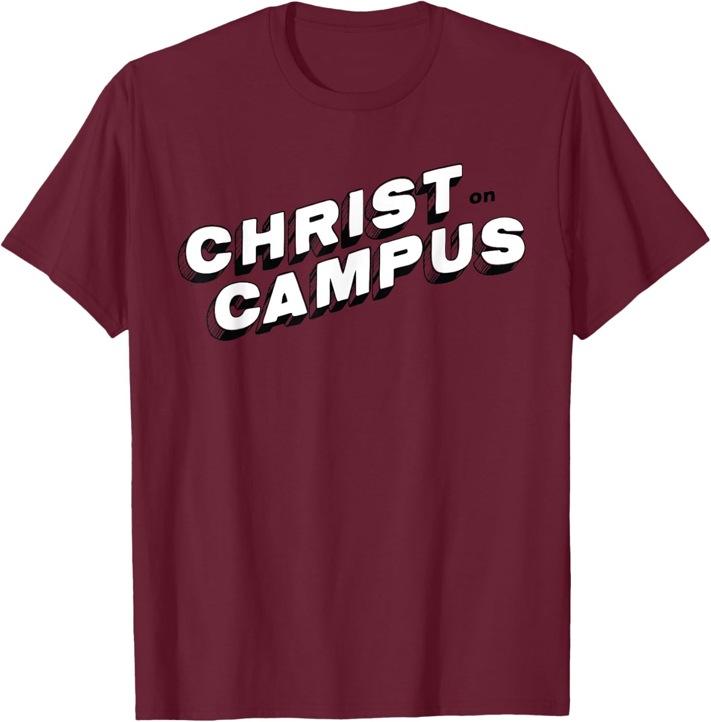 Christ on Campus- White Logo T-Shirt - T-Shirt | Maroon