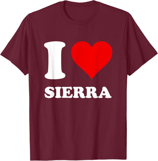 Red Heart I Love Sierra T-Shirt - T-Shirt | Maroon