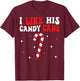 Groovy Family Christmas Couple Matching Funny I Like His Candy Cane I Like Her Peppermint Candies -Adults Black Short Sleeve Small T-Shirt - T-Shirt | Maroon