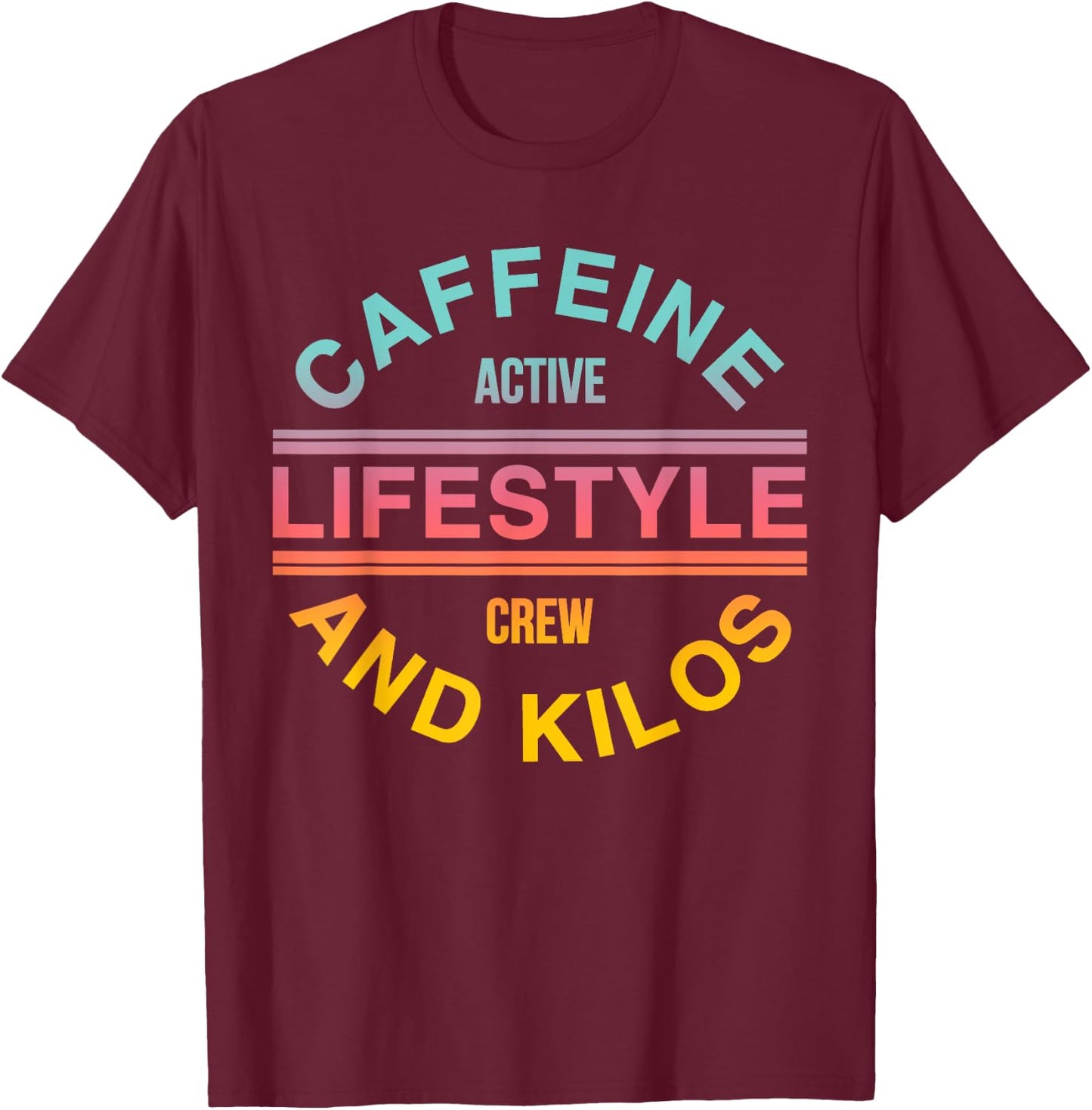 Caffeine Active Lifestyle Crew And Kilos T-Shirt - T-Shirt | Maroon