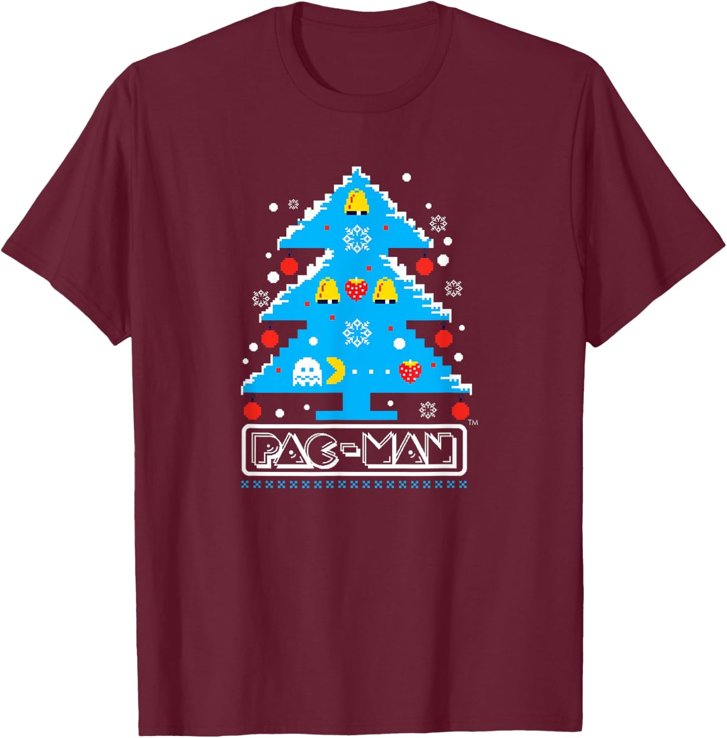 PAC-MAN Christmas T-Shirt - T-Shirt | Maroon