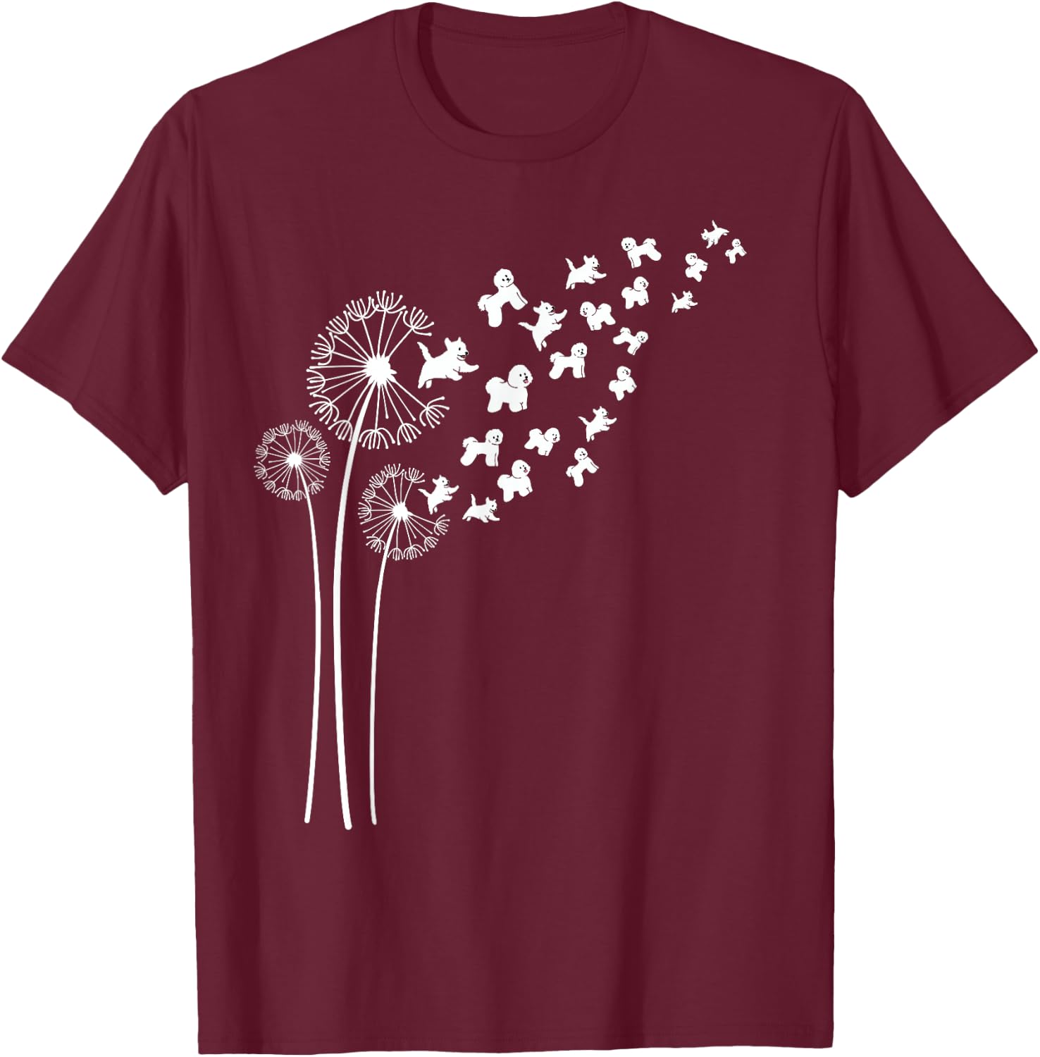 Bichon Frise Dandelion Flower For Dandelions and Dog Lover Women T-Shirt - T-Shirt | Maroon