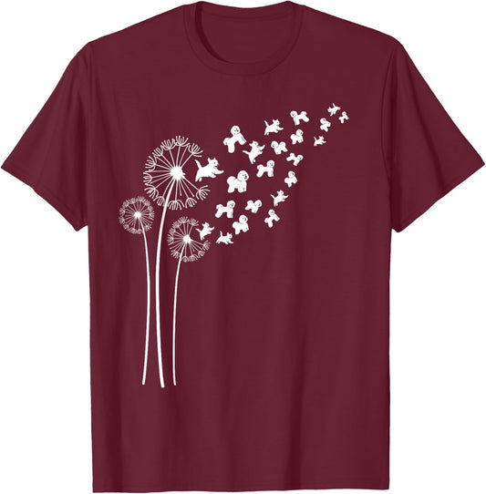 Bichon Frise Dandelion Flower For Dandelions and Dog Lover Women T-Shirt - T-Shirt | Maroon