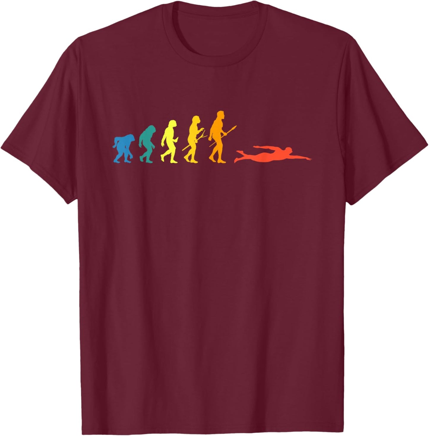 Retro Swimming Evolution For Swimmers Summer Water Lovers T-Shirt - T-Shirt | Maroon