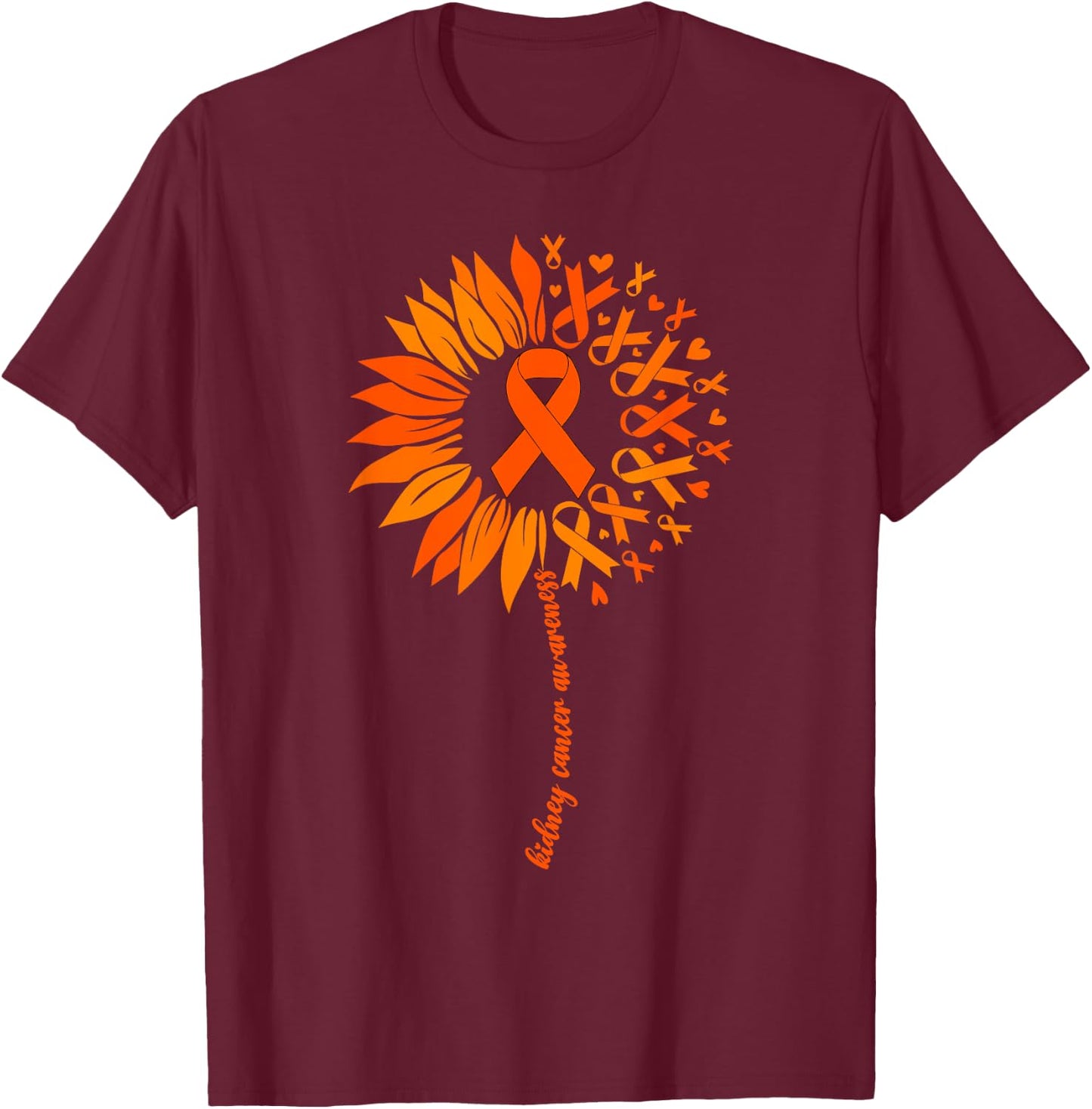 Kidney Cancer Awareness Men Ribbon Kidney Cancer T-Shirt - T-Shirt | Maroon